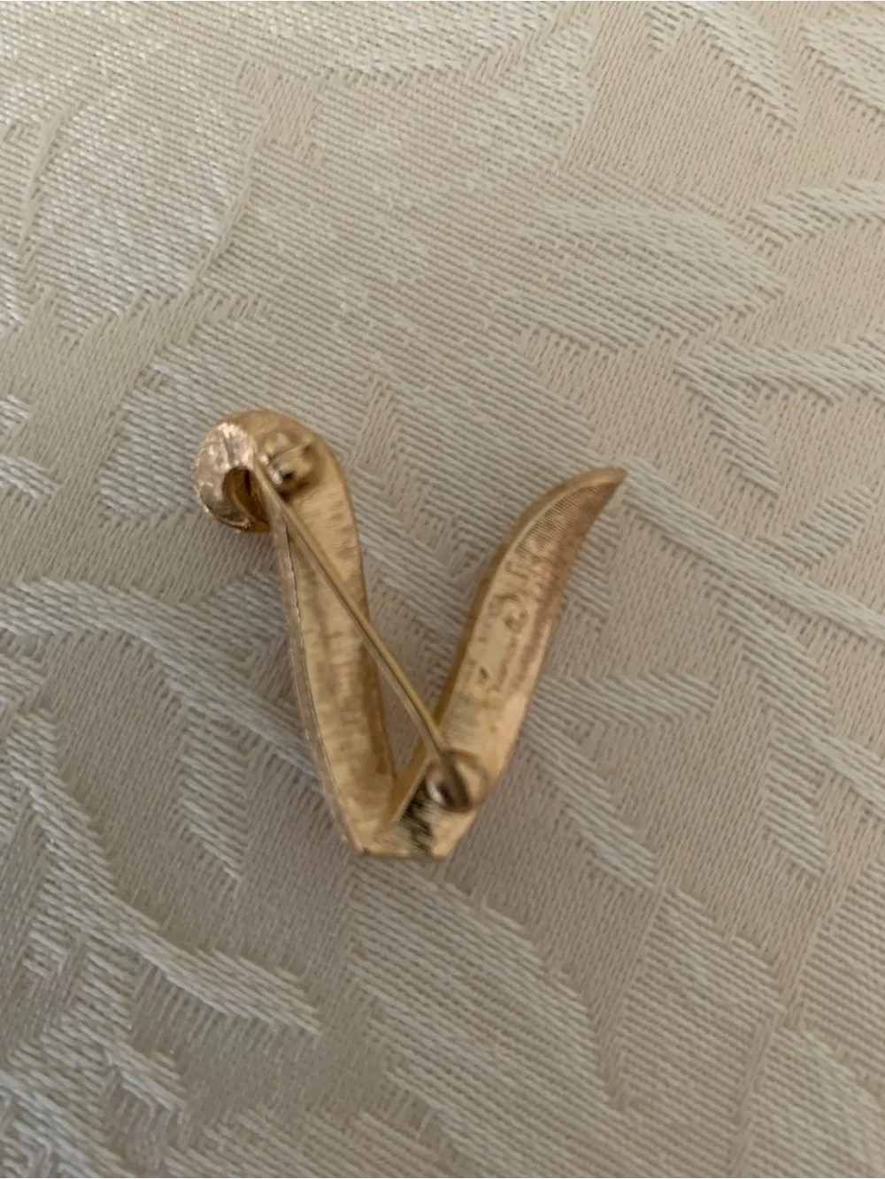 Gold-Tone V-Shaped Women's Brooch